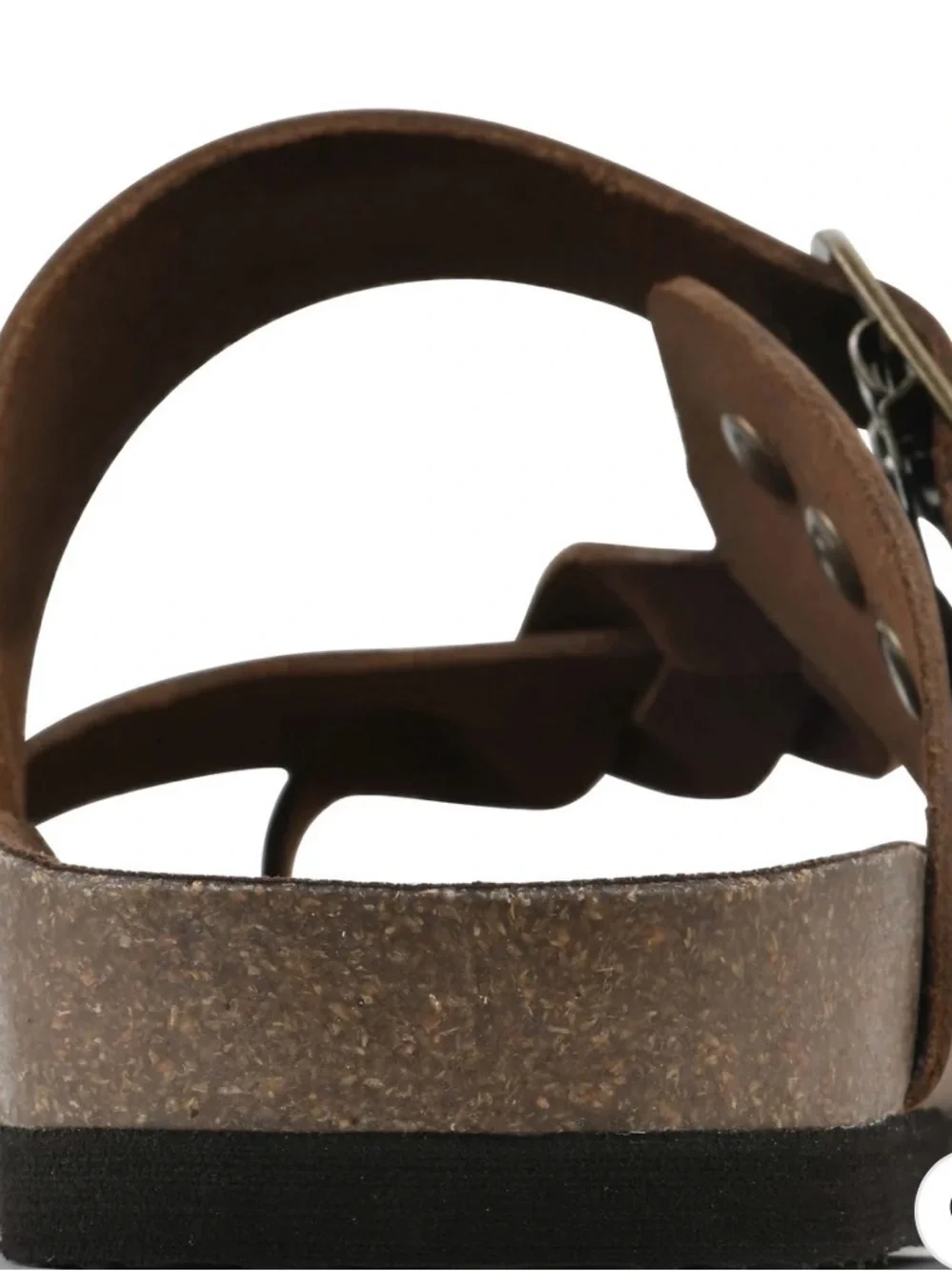 White Mountain Men’s Brown Braided Leather Slide with Buckle Accent